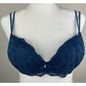 Unbranded Turquoise Blue Floral Lace Push Up Bra Size 32B (986)